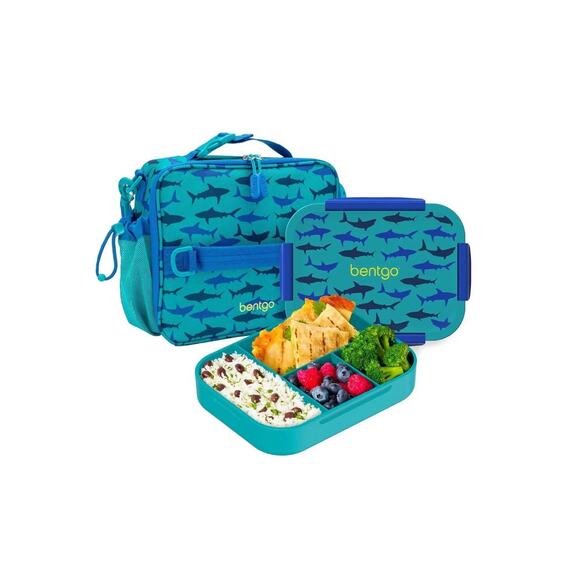 Bentgo Snap & Go Kid’s Lunch Set Shark Leak Proof Box & Deluxe Insulated Bag - Picture 3 of 7